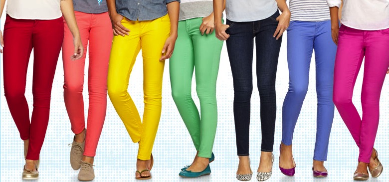 ladies colored jeans