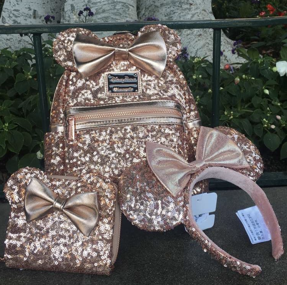 loungefly disney backpack rose gold