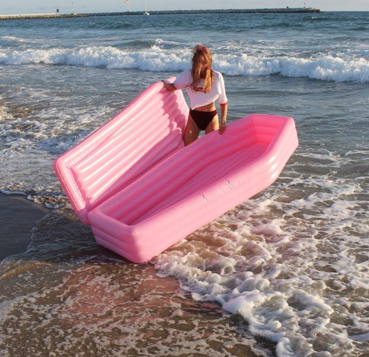 Millennial Pink Coffin Pool Float. pink coffin pool float. 