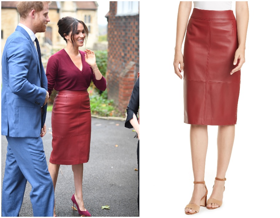 meghan markle leather skirt outfit