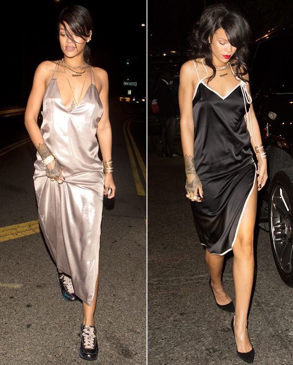 Make a Slip Dress Look Casual and Glam by Following Rihanna's Examples |  InStyle