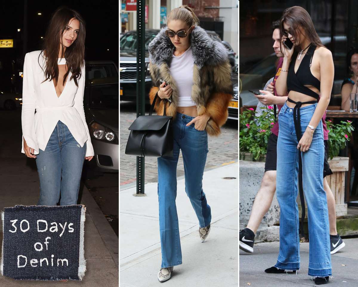 celebrities wearing flared jeans