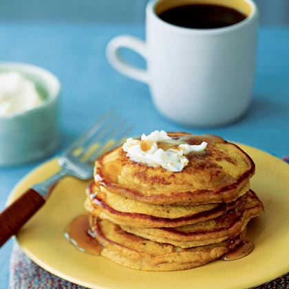 Pumpkin-Ginger Pancakes with Ginger Butter Recipe | MyRecipes