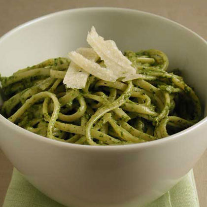 Pasta with Basil, Arugula, and Walnut Pesto Recipe | MyRecipes