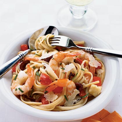 Shrimp and Brie Linguine Recipe | MyRecipes