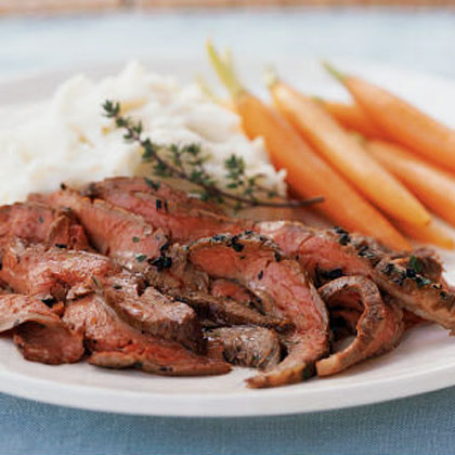 Simple Broiled Flank Steak with Herb Oil Recipe