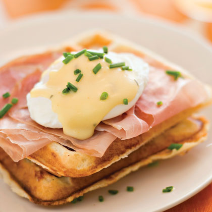 Marmite eggs benedict with waffles recipe