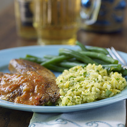 Spiced Tilapia With Roasted Pepper Tomatillo Sauce Recipe Myrecipes