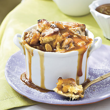 Peanut Butter Banana Sandwich Bread Puddings Dark Caramel Sauce Recipe Myrecipes