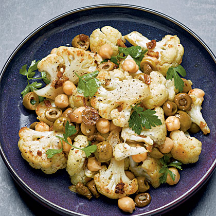 Roasted Cauliflower, Chickpeas, and Olives Recipe | MyRecipes