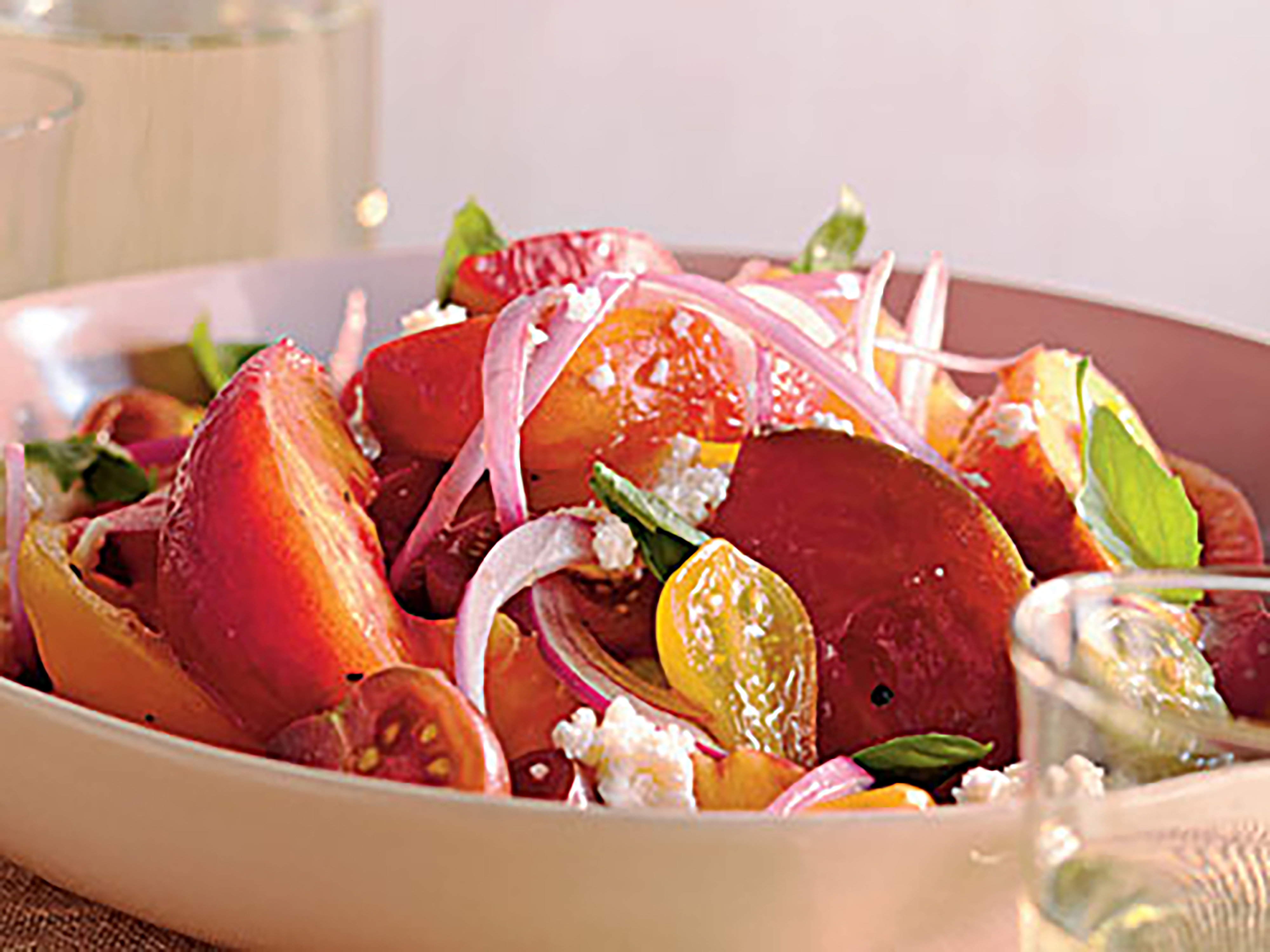 Summer Salad Bowl with Peach Basil Vinaigrette - Healthy Ideas Place
