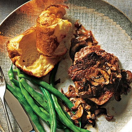 Beef Filets With Mushroom Sauce Parmesan Popovers Recipe Myrecipes