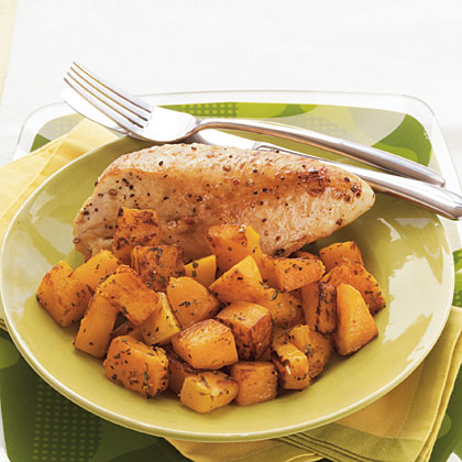 Roasted Chicken Breasts & Butternut Squash & Herbed Wine Sauce Recipe