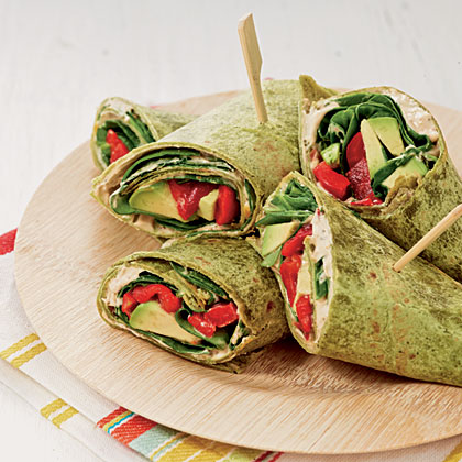 Easy Veggie Wrap in a Spinach Tortilla - Foodness Gracious
