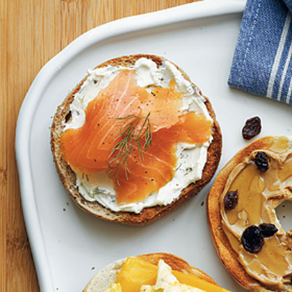 Bagel with cream cheese and smoked salmon