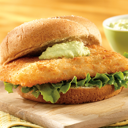 Fish Sandwich with Creamy Avocado Sauce