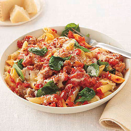 Penne with Spinach and Sausage Recipe | MyRecipes