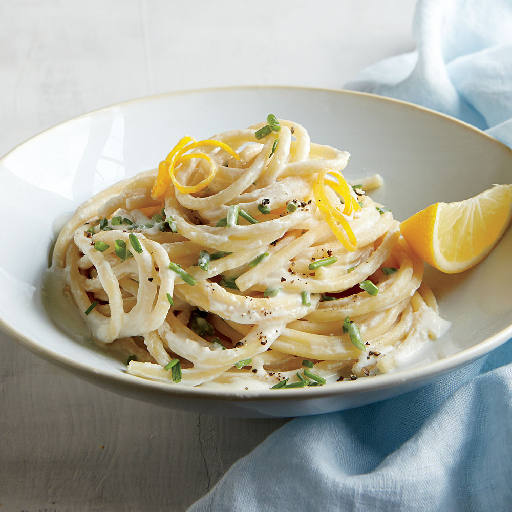 Bucatini With Meyer Lemon Cream And Chives Recipe Myrecipes