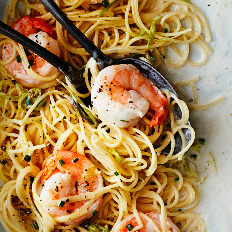 Angel Hair Pasta With Shrimp And Green Garlic Recipe Myrecipes