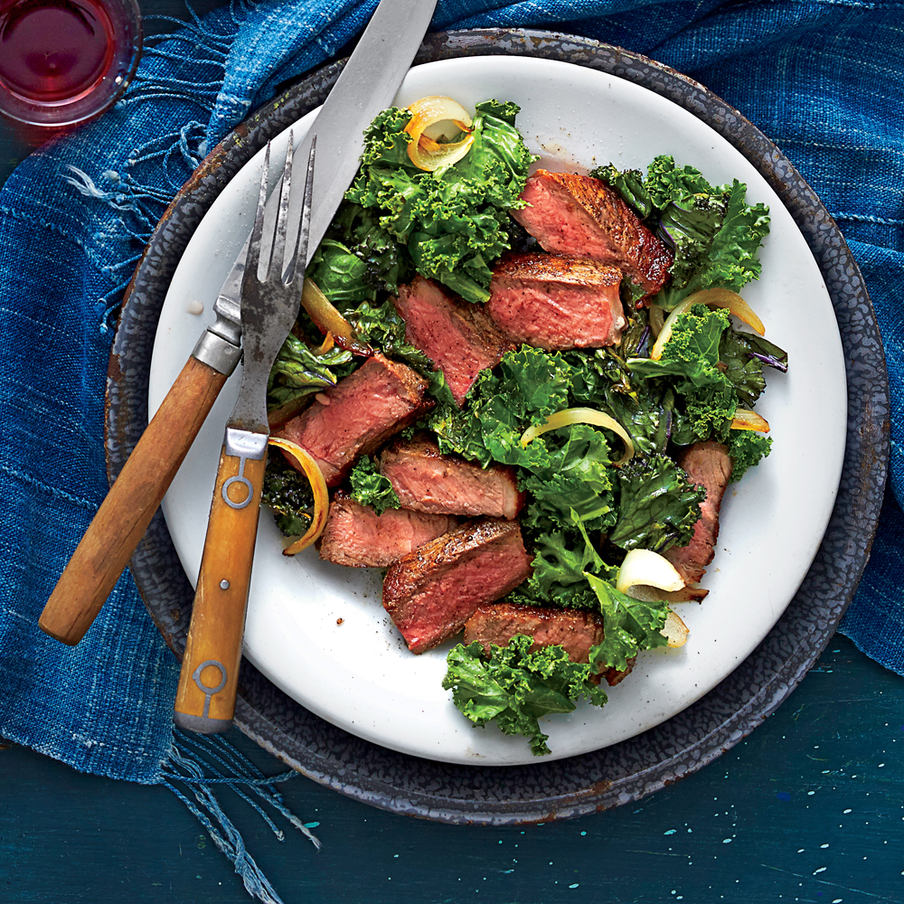Skillet Steak and Wilted Kale Recipe | MyRecipes