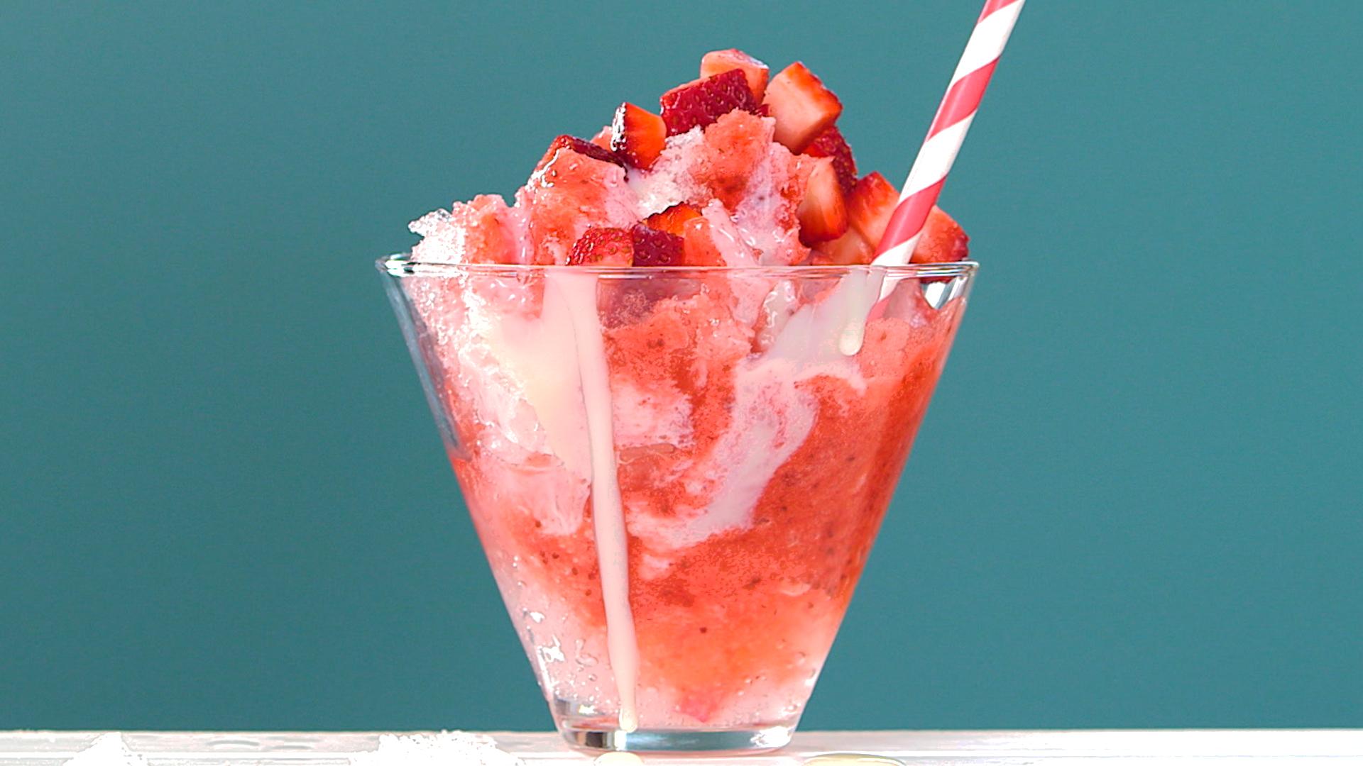 Strawberries And Milk Shaved Ice Raspado Recipe Myrecipes