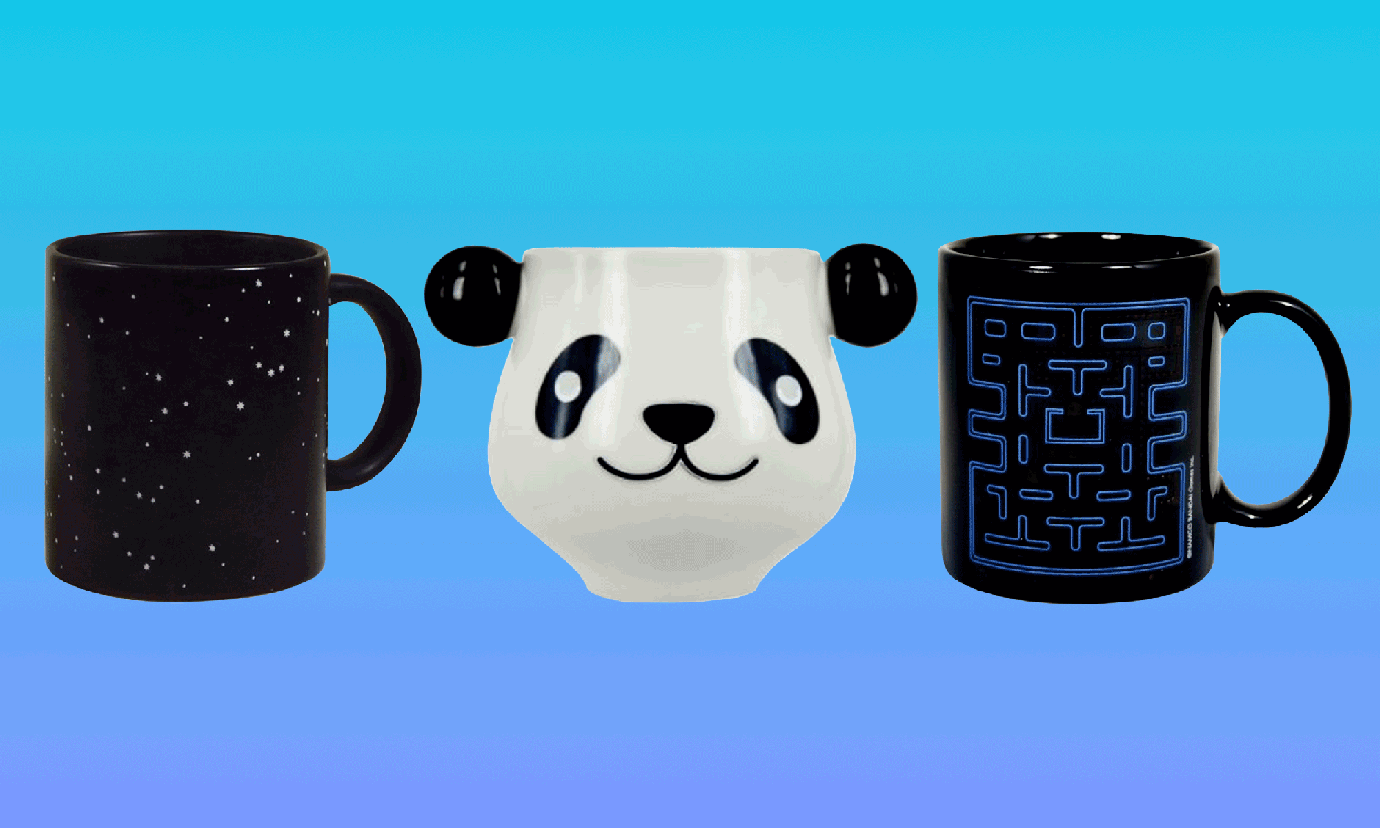 panda mugs(2 sides printed) coffee mug Heat Sensitive mugs cute kawaii cup  cold hot heat changing color magic mug tea cups
