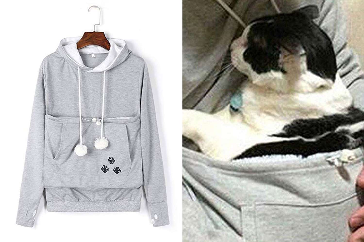 Honeystore Unisex Fleece Big Pouch Hoodie Pet Dog Cat Holder Carrier Sweatshirt 