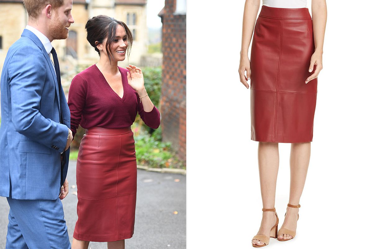 red leather skirt outfit