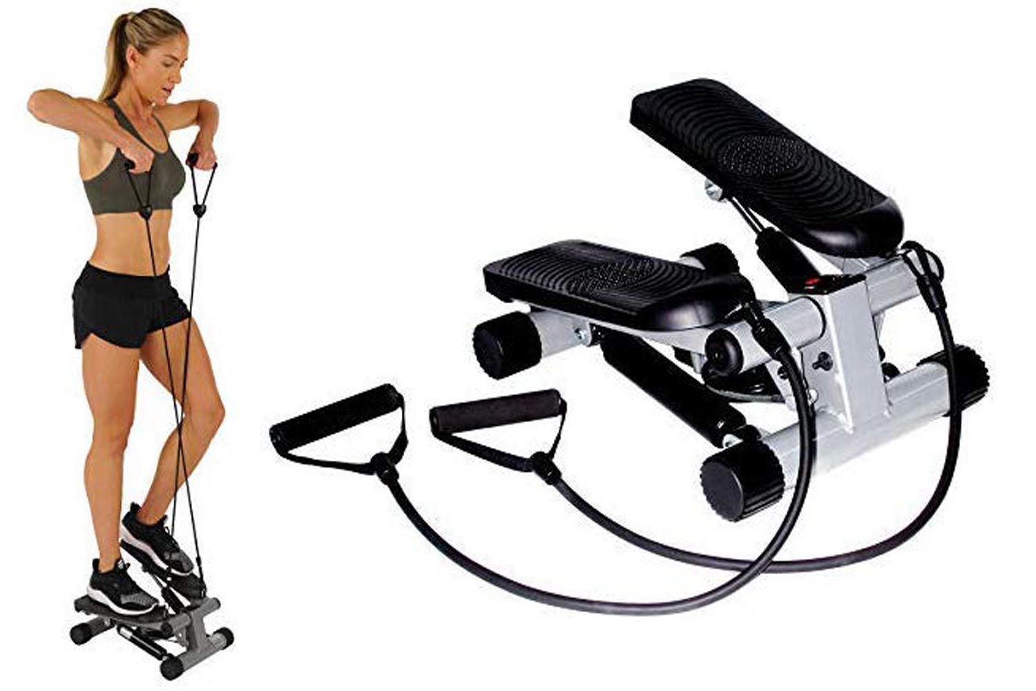 36.5 * 22 * 46cm 150 kg Fitness Stepper with Workout Bands LED Display 