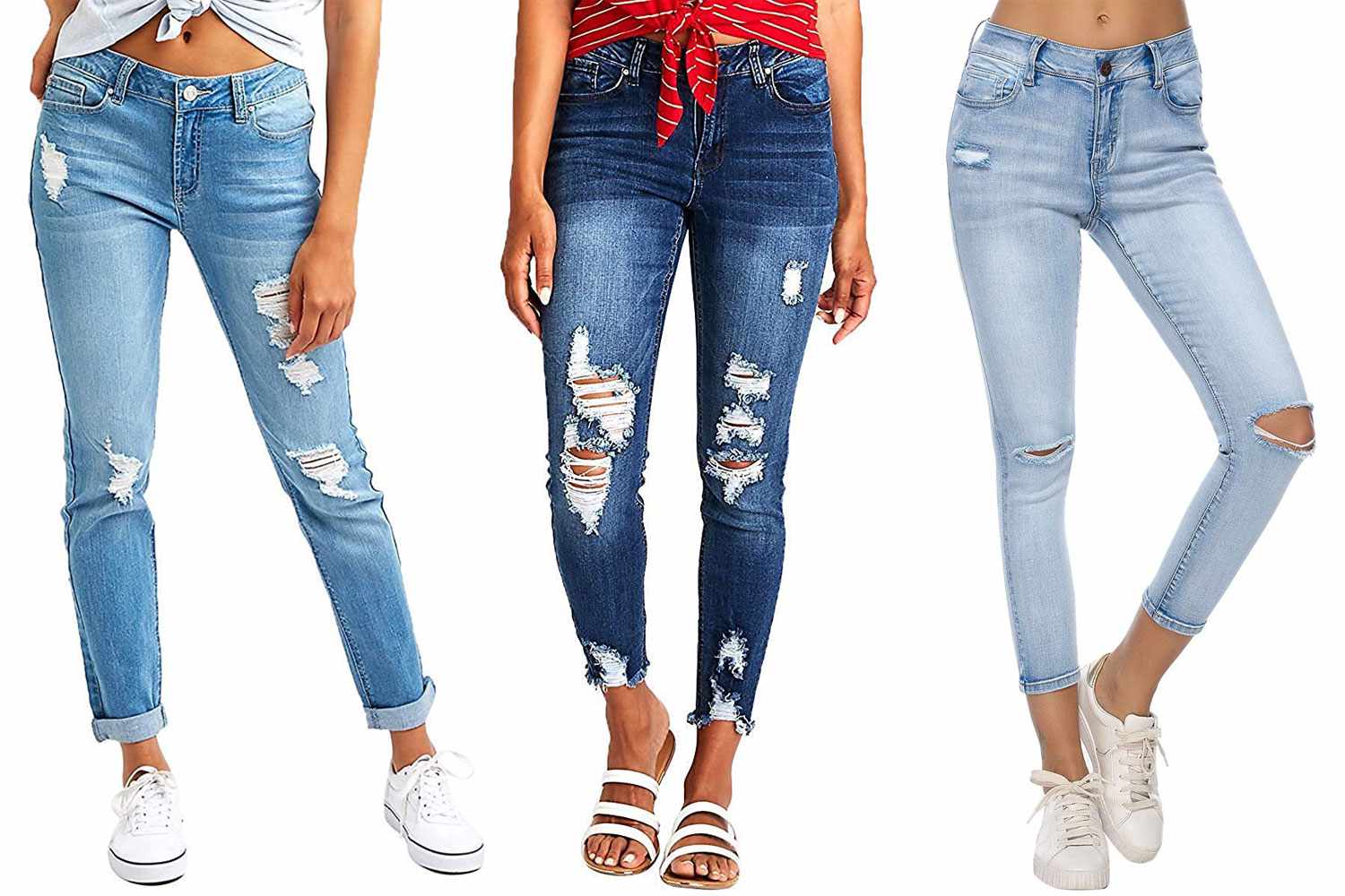 Resfeber Women's High Waisted Skinny Jeans Ripped Stretch Distressed Jeans with Holes