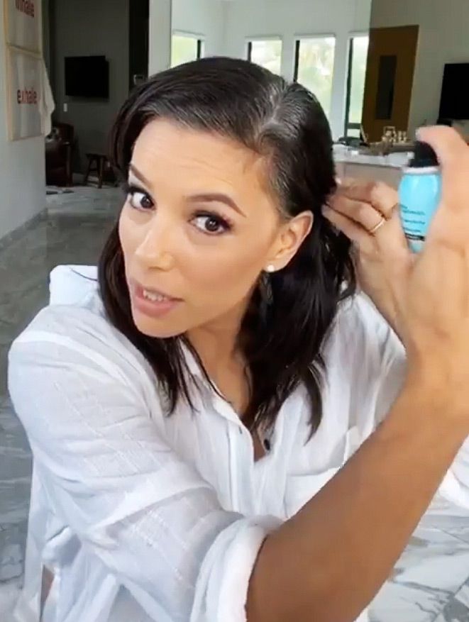 Eva Longoria Covers Up Her Gray Roots Using L Oreal S Touch Up Spray People Com