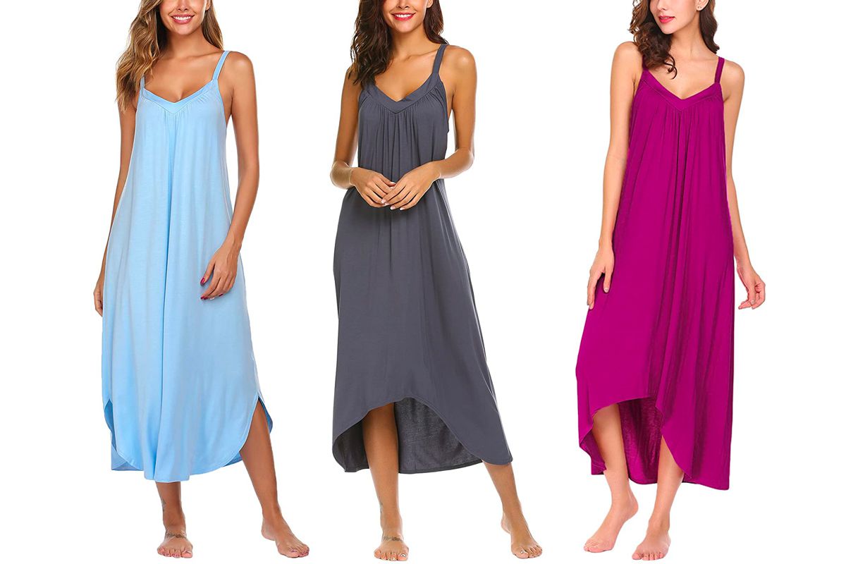 Details about   Ekouaer Sleeveless Nightgown Organic Cotton Sleep Wear Shirt Dress