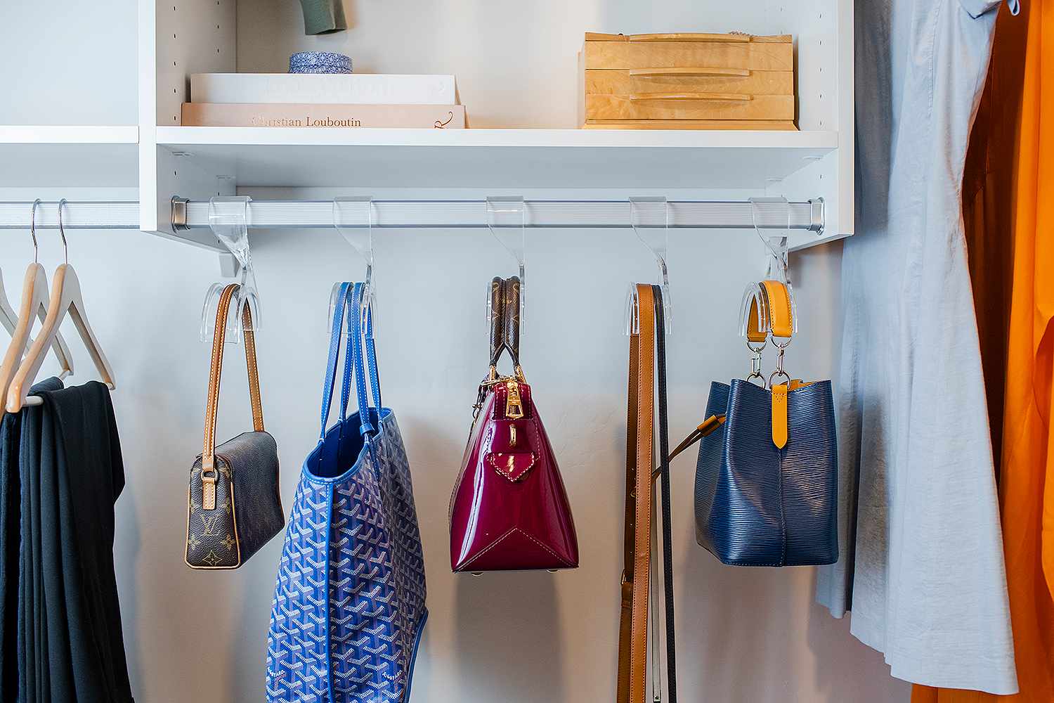 Closet Organizer Rod Hanger Handbag Storage Purse Hanging Rack Holder Hook Bag s 