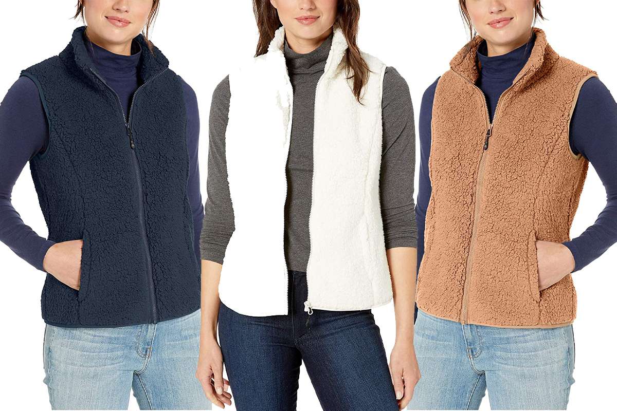 Essentials Womens Polar Fleece Lined Sherpa Vest 