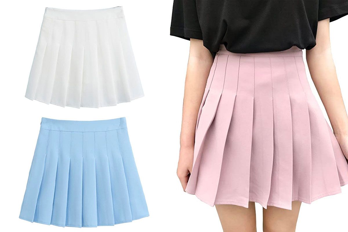 white pleated skirt amazon