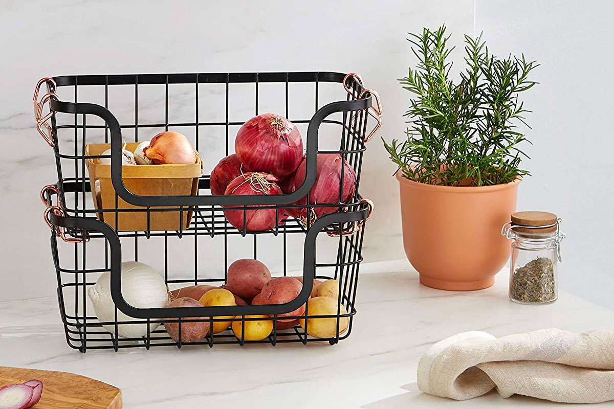 Square Metal Mesh STORAGE BASKET w/ HANDLE Home Office Organiser Container _ FF 