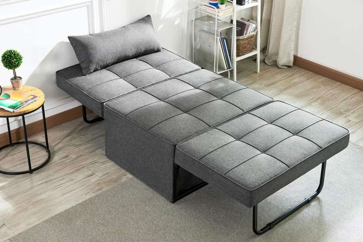 Multi Functioning Convertible Ottoman, 2 Person Convertible Sofa Bed With Adjustable Backrest Footstool