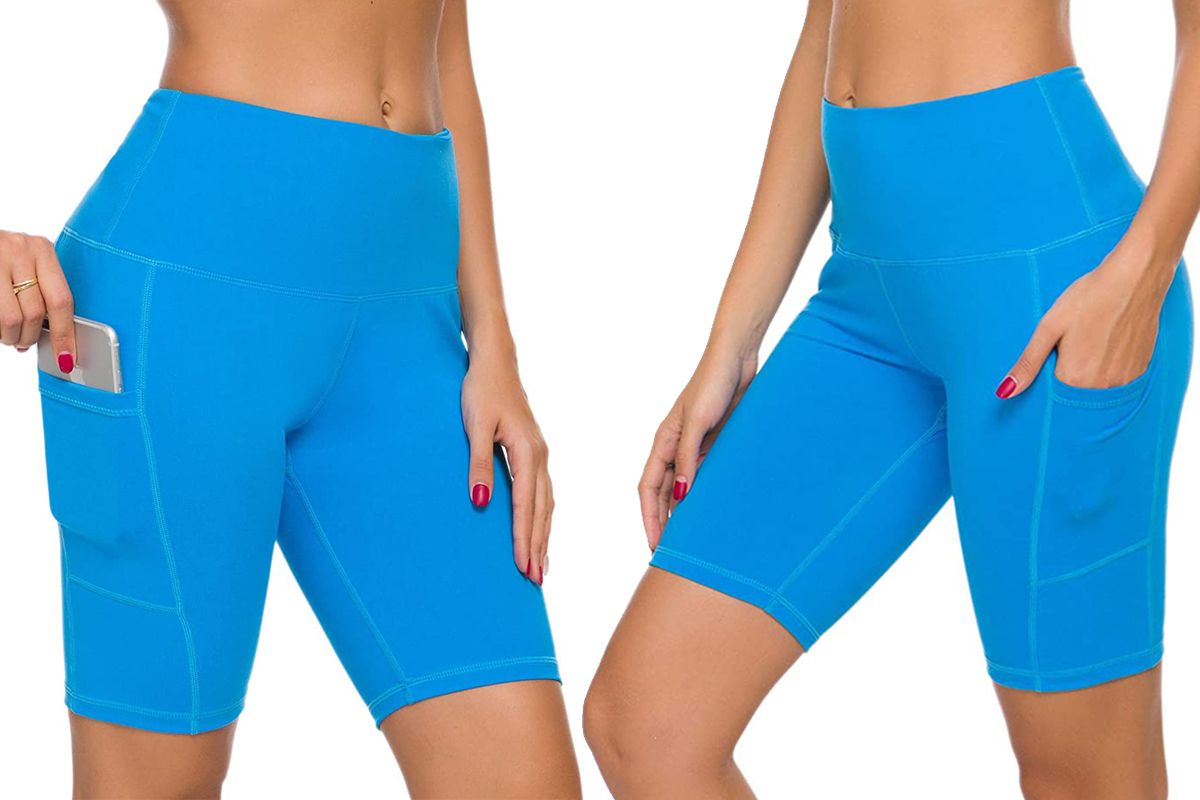 Sugar Pocket Womens Sport Yoga Shorts Running Print Workout Shorts Side Pocket