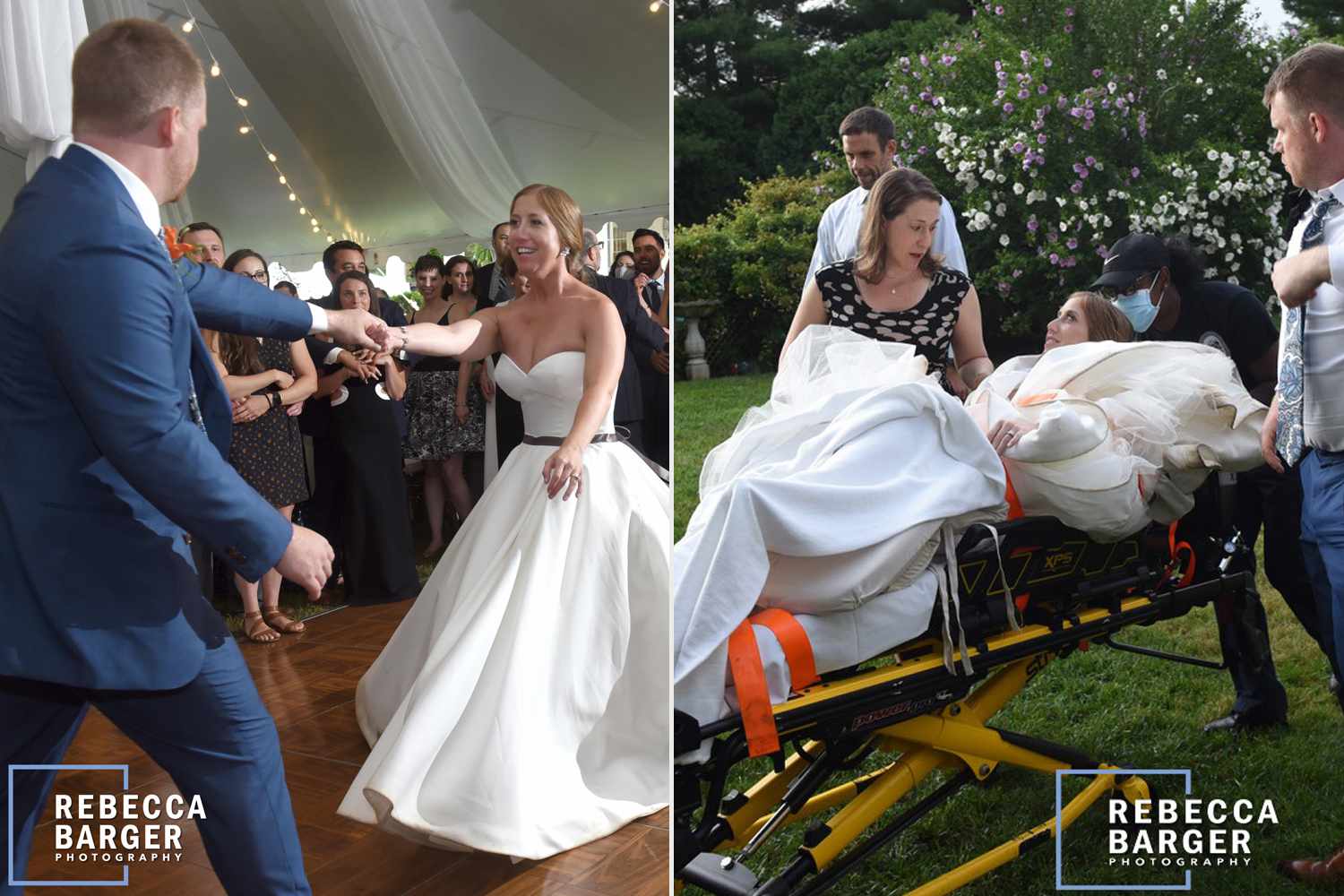 Bride Wheeled Out of Wedding After Dislocating Knee During First Dance |  PEOPLE.com