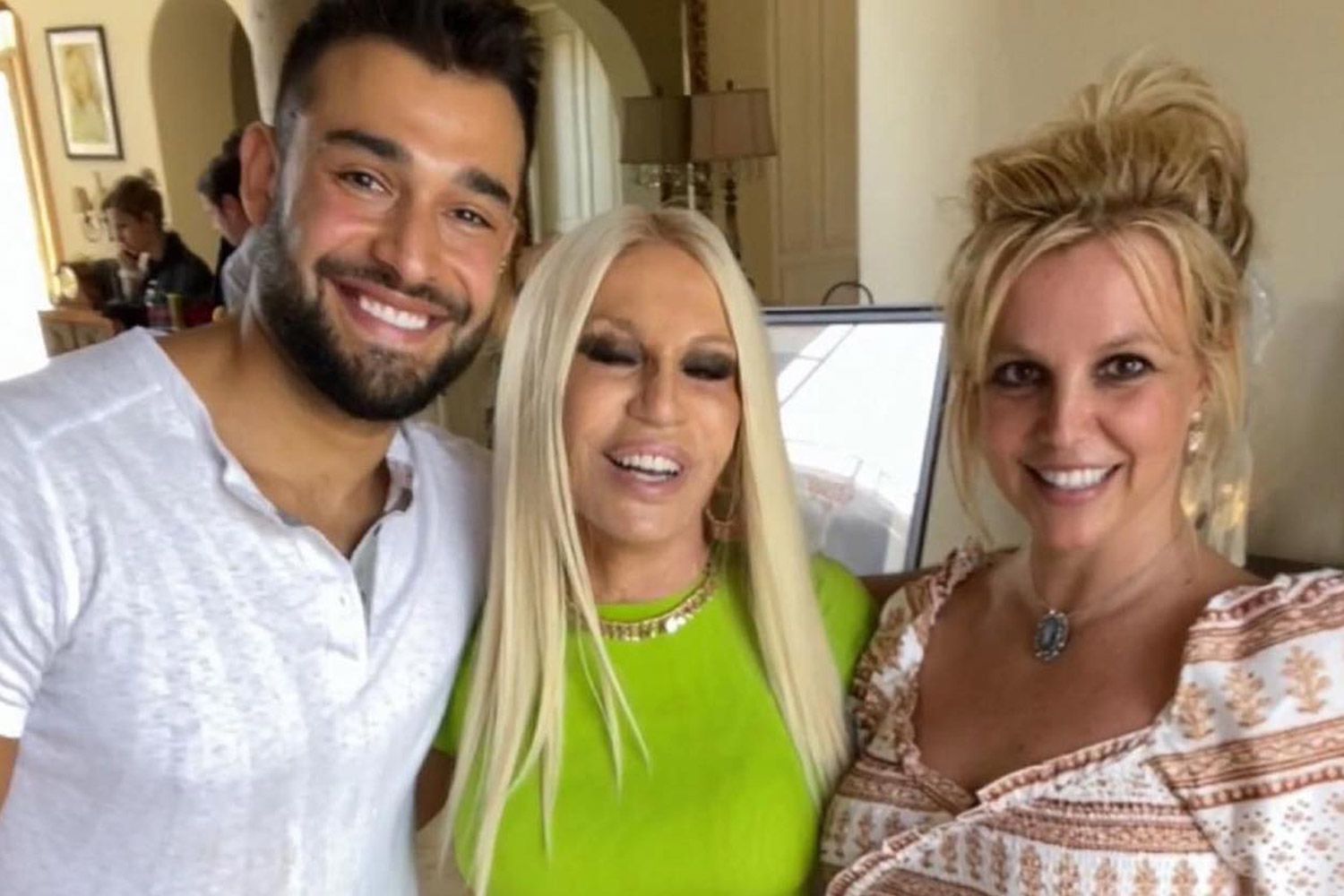 Donatella Versace Makes a House Call to Britney Spears and Sam Asghari |  PEOPLE.com