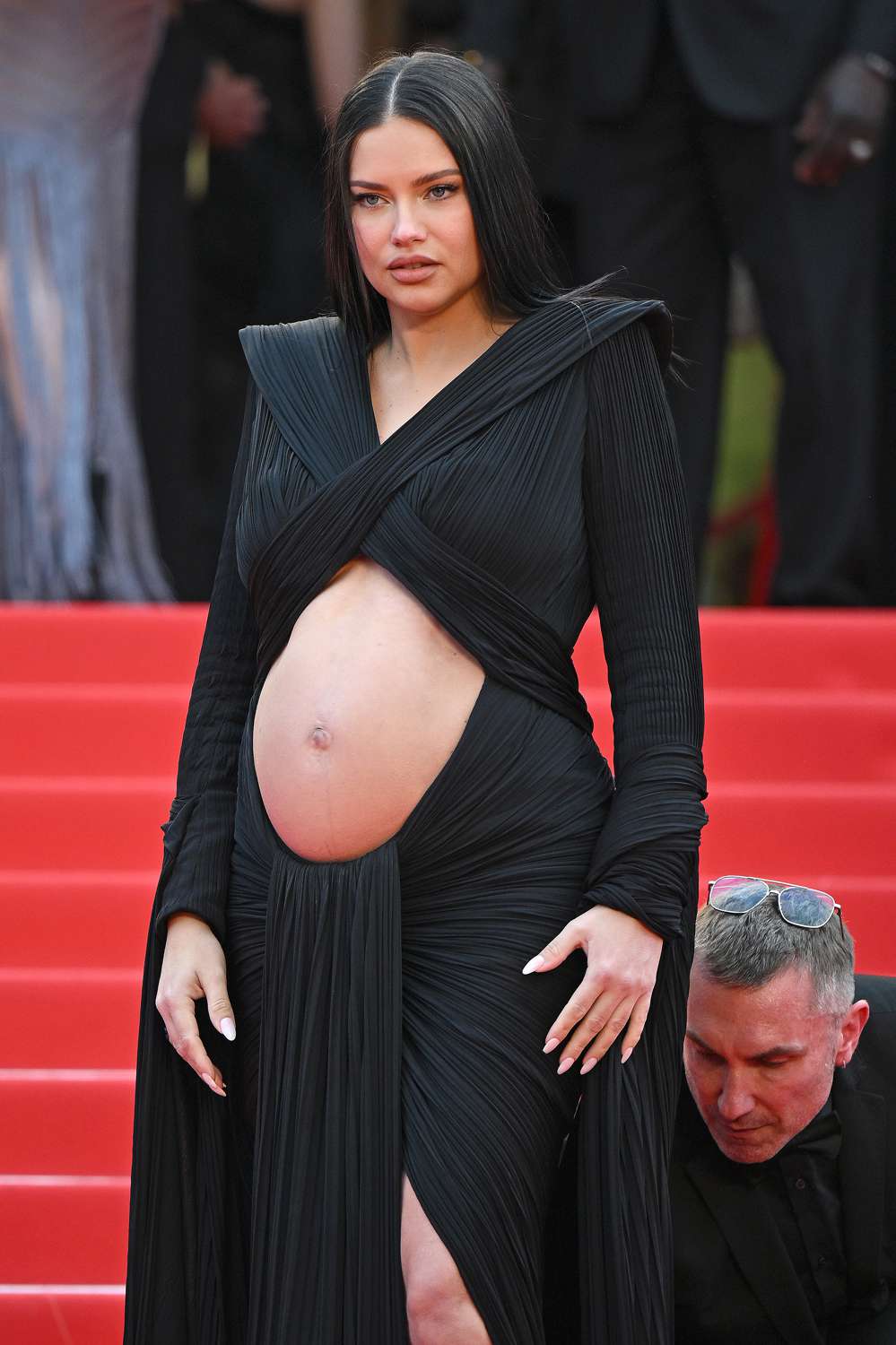 Pregnant Adriana Lima Shows Off Bare Bump in Cut Out Dress at Cannes |  PEOPLE.com