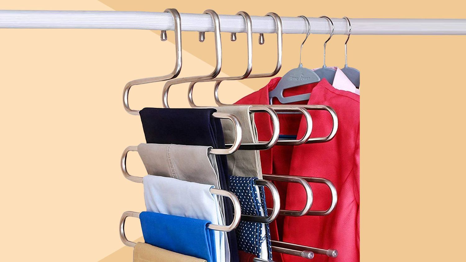 1/3/6 x Metal Hangers Closet Space Saving Clothing Organizer Sturdy Hanging Rack