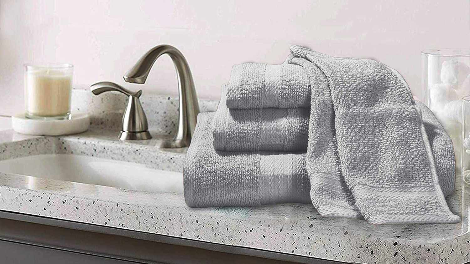 4 Bath Towels 100% Pure Cotton Glamburg Premium Cotton 4 Pack Bath Towel Set 