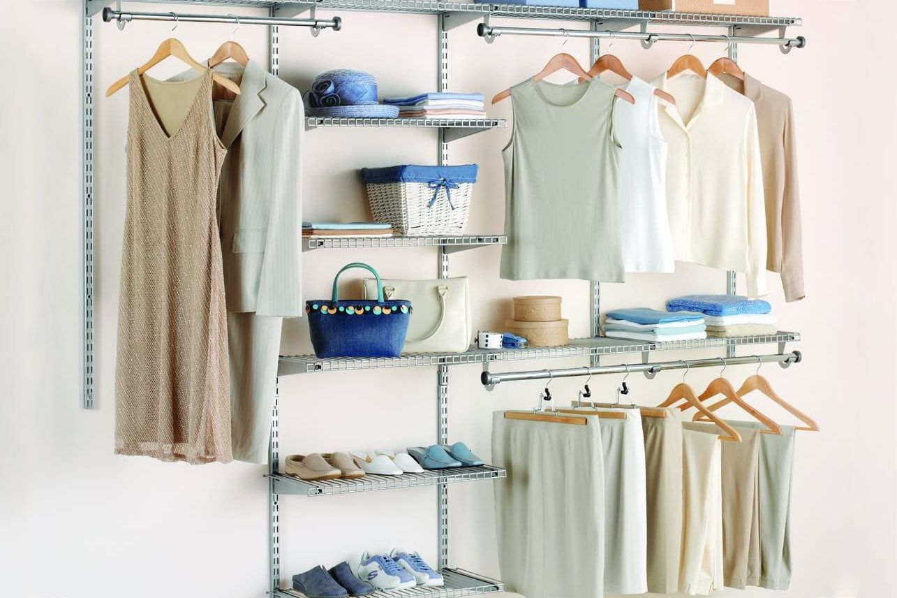 6 Shelves Closet Wardrobe Clothes Hanging Rails Shelf Storage Cabinet Cupboard 