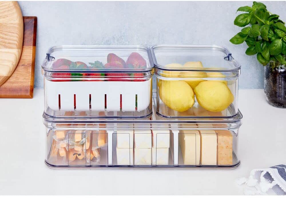 Refrigerator Food Storage Containers with Lids Transparent Kitchen Storage Tank 