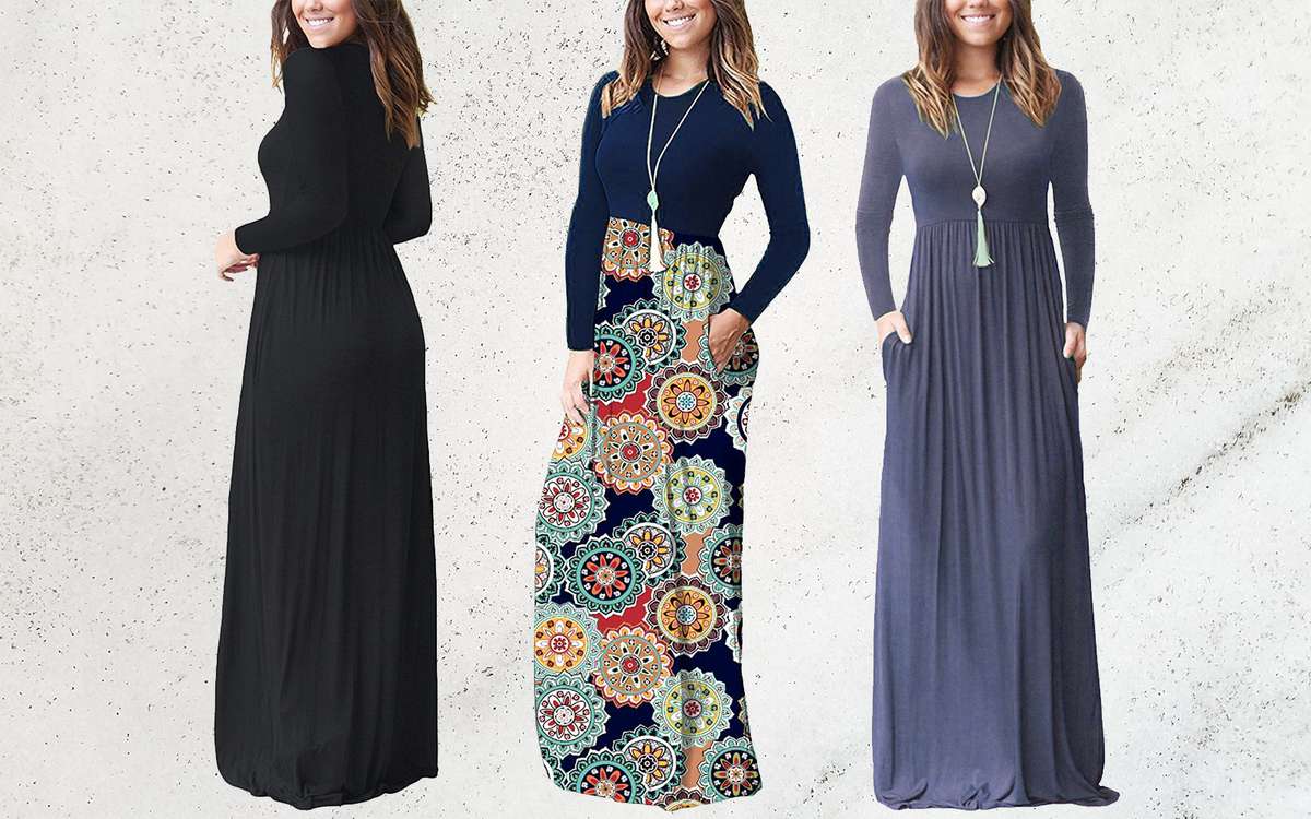 This $17 Long-Sleeve Maxi Dress Is ...