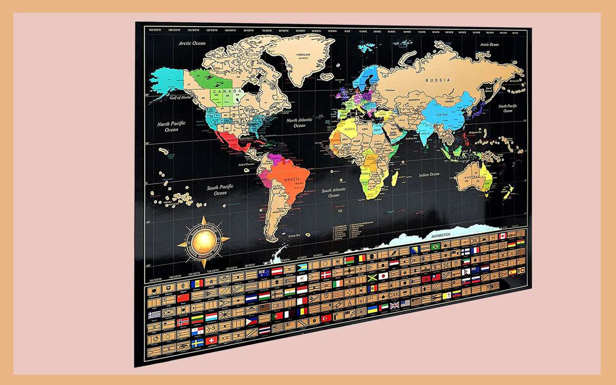 Gift Box for Home and Office Scratch Off World Map Travel Poster With Tools 84 x 58,4 cm Large Rose Gold Scratch Map includes States and Provinces World Scratch Maps Keeps Track of Travels