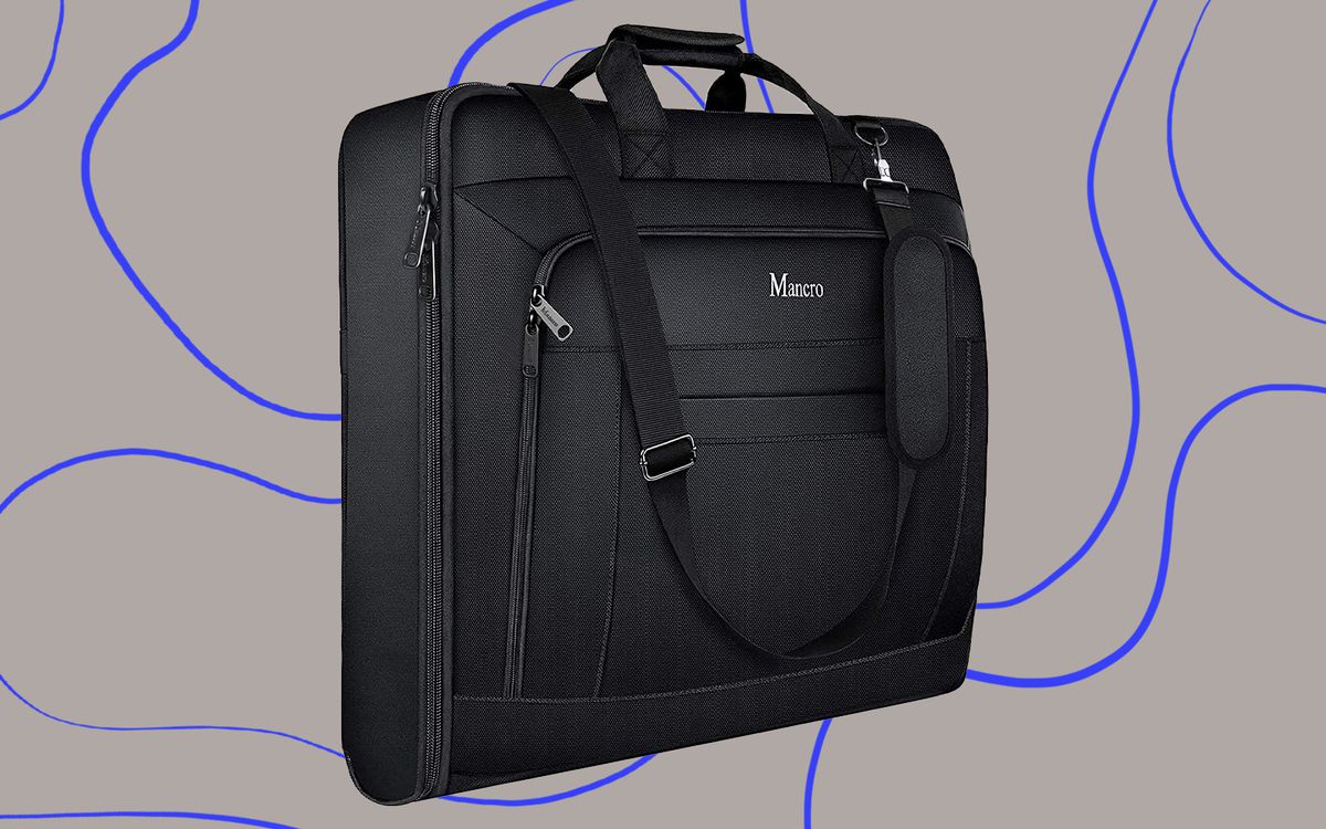 Mancro Waterproof Foldable Luggage Suit Bags for Men Women Black Suit Garment Bag for Business Trips with Shoulder Strap Garment Bag 2 in 1 Hanging Suitcase for Dresses,Suits,Coats