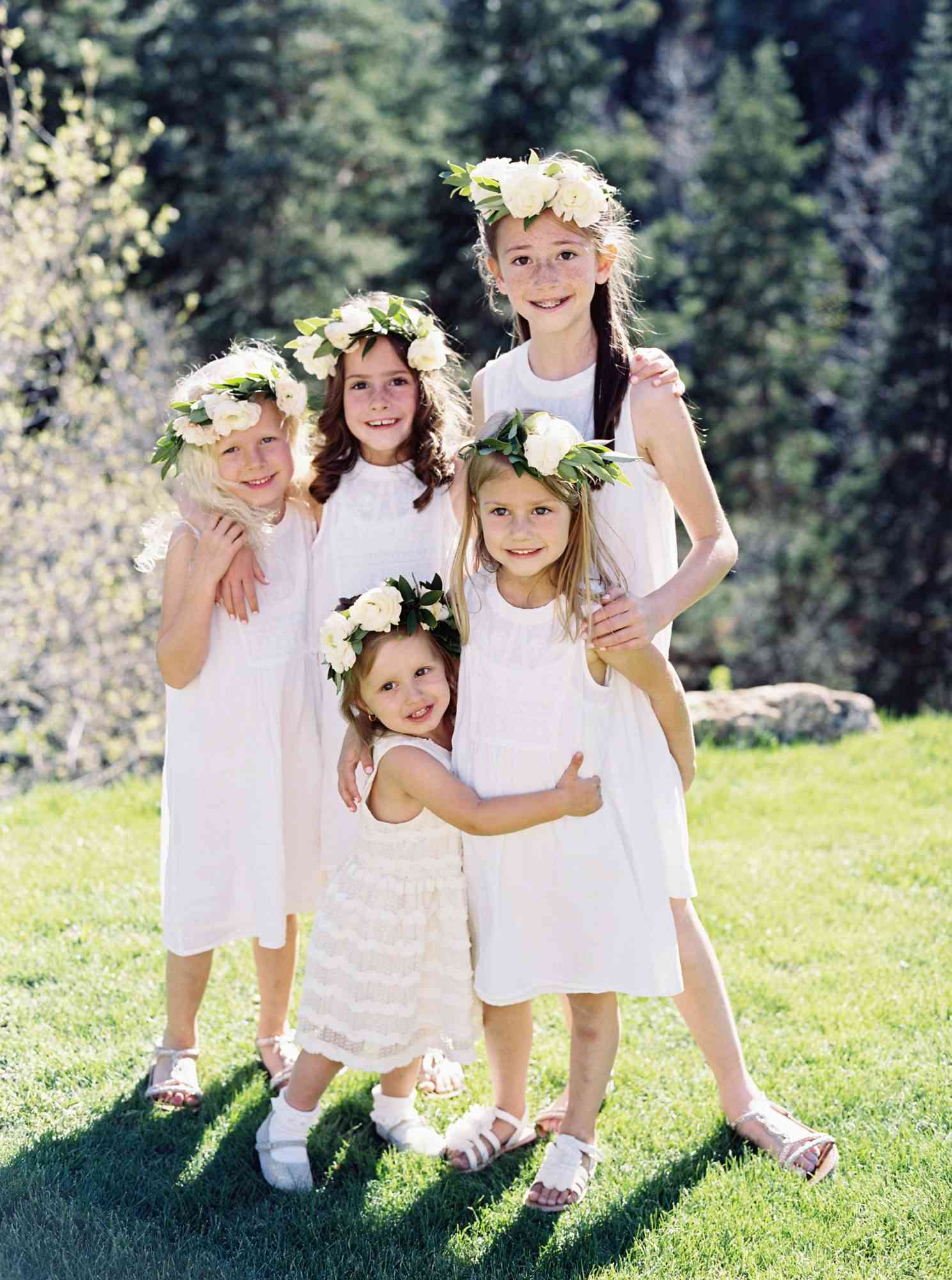 Flower Girls Chiffon Wedding Party Tulle Dress Kids Princess Bridesmaid Dresses 