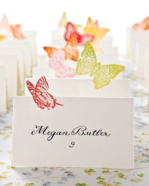 Pink Butterflies Party Placecards 10x Place Name Cards Wedding Christening 